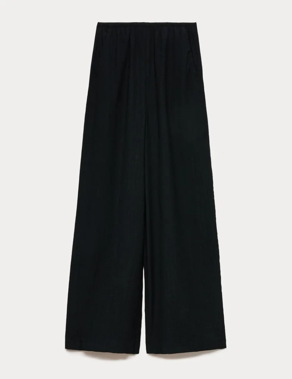 Crinkle Elasticated Waist Wide Leg Trousers