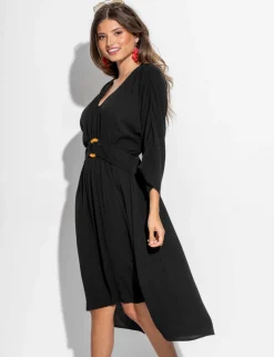 Crinkle O Ring Midi Beach Kaftan