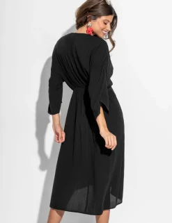 Crinkle O Ring Midi Beach Kaftan