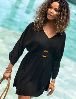 Crinkle O Ring Short Beach Kaftan