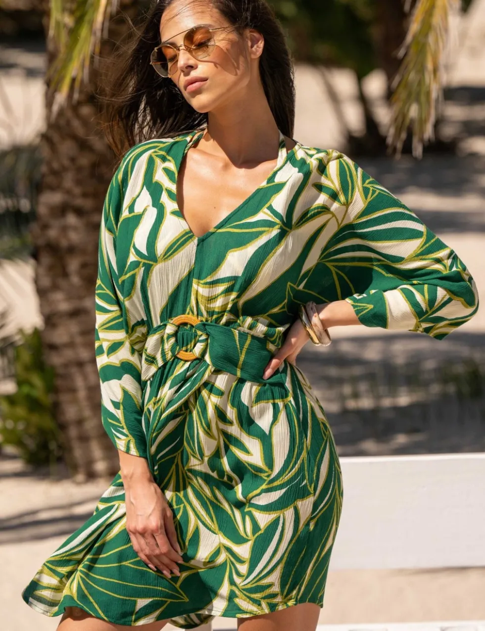 Crinkle O Ring Short Beach Kaftan