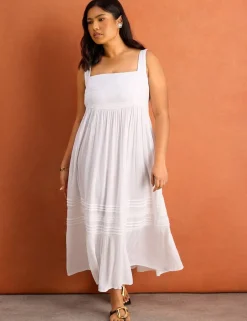 Crinkle Pintuck Midaxi Tiered Dress