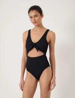 Crinkle Tie Detail Scoop Neck Swimsuit