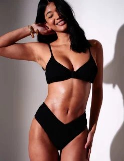 Crinkle Wired Knot Front Bikini Top