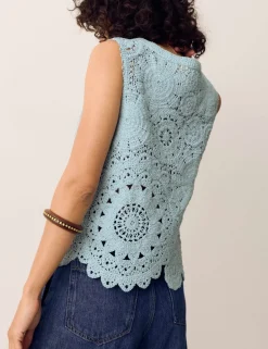 Crochet Look Knitted Vest
