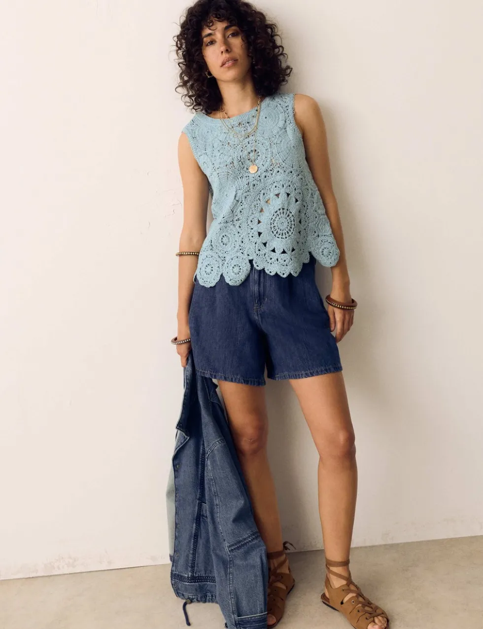 Crochet Look Knitted Vest