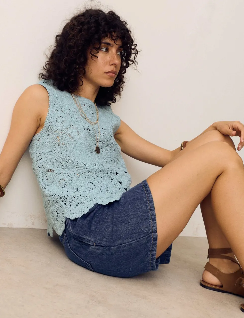 Crochet Look Knitted Vest