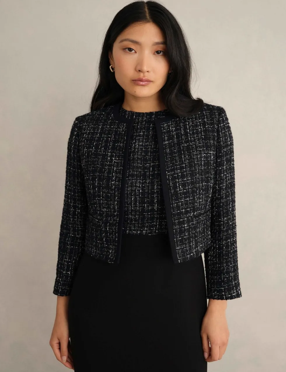 Cropped Tailored Jacket with Wool
