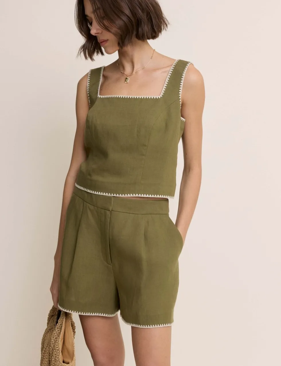 Cropped Top With Linen