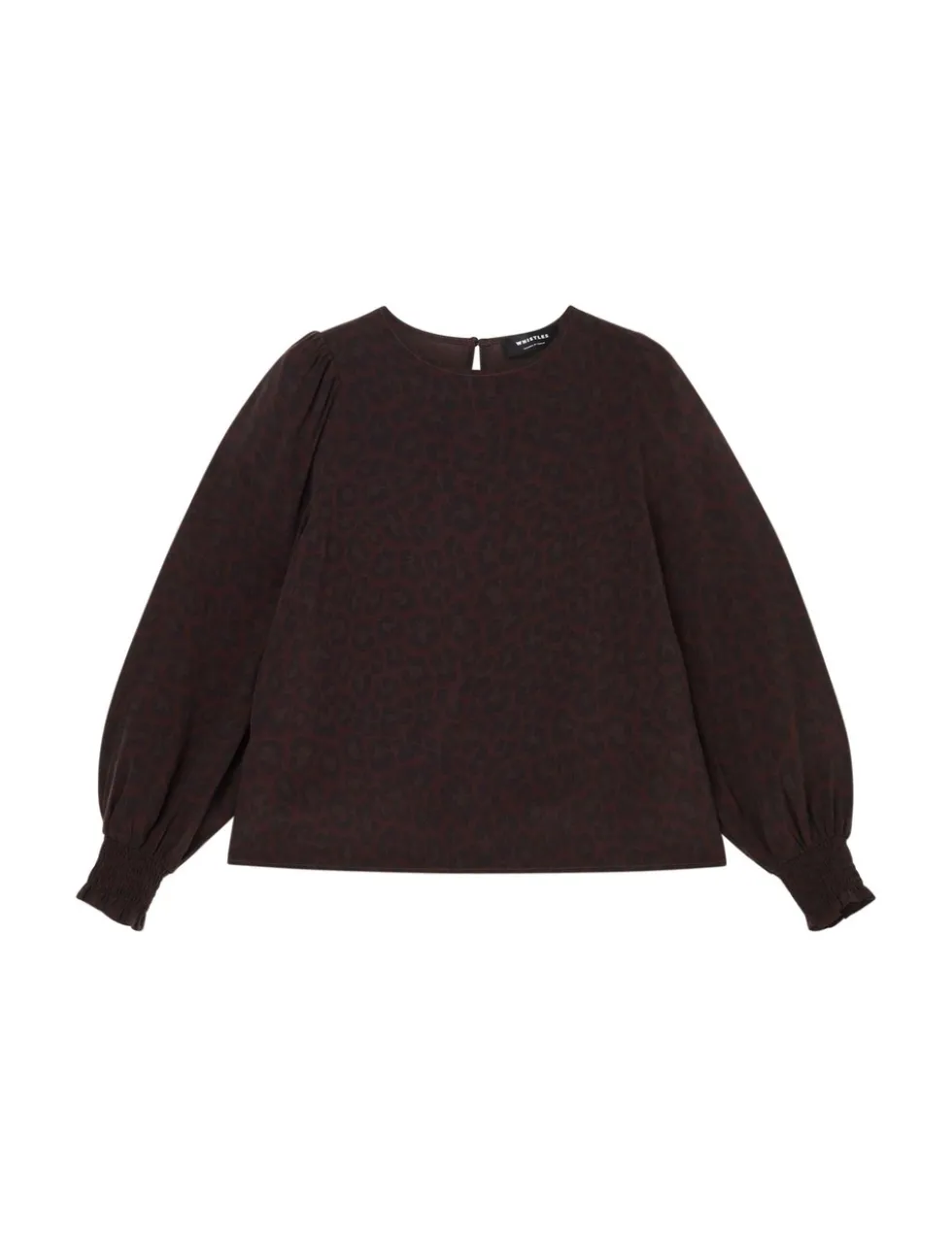 Cupro Rich Leopard Print Shirred Cuff Blouse