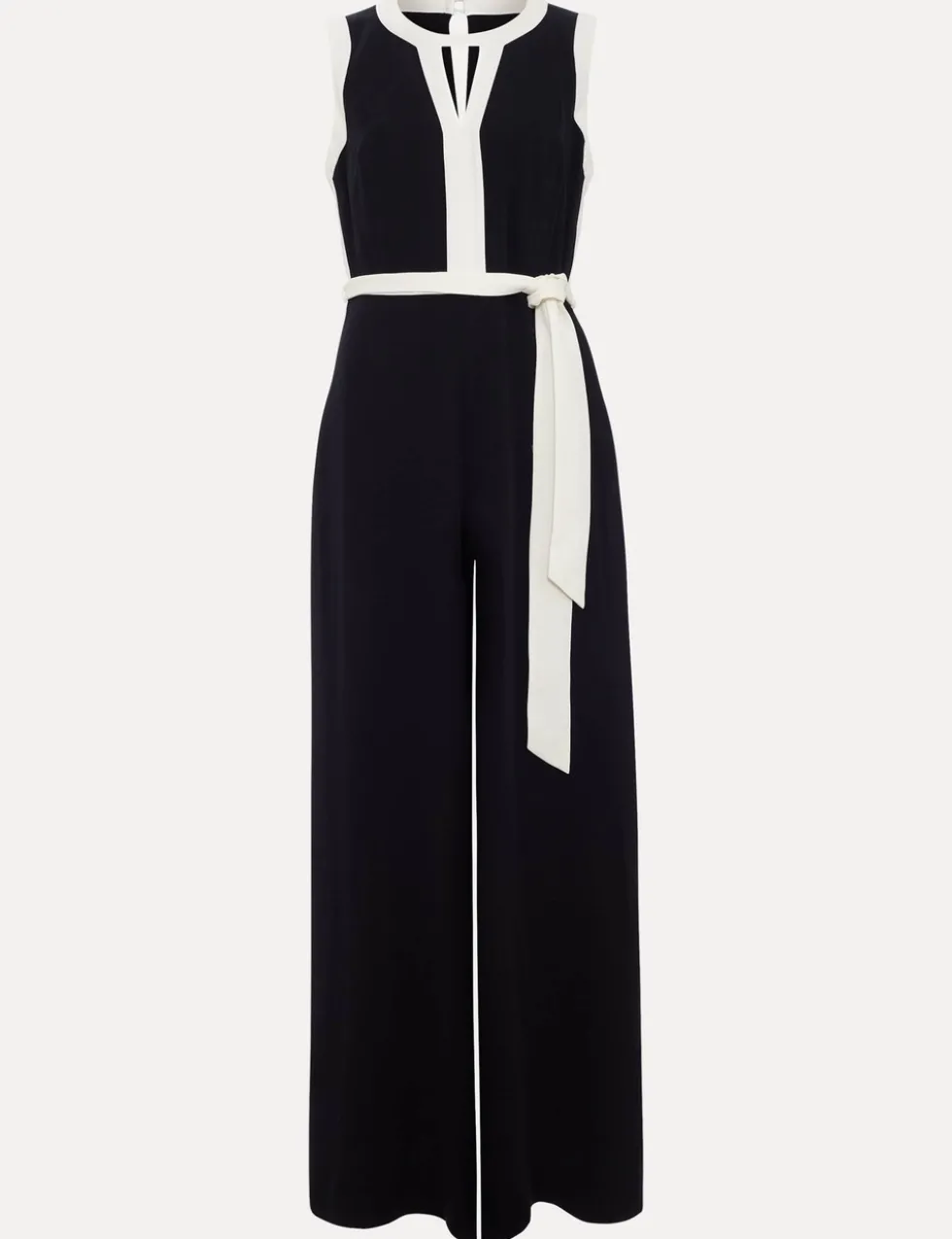 Cutout Detail Side Stripe Wide Leg Jumpsuit