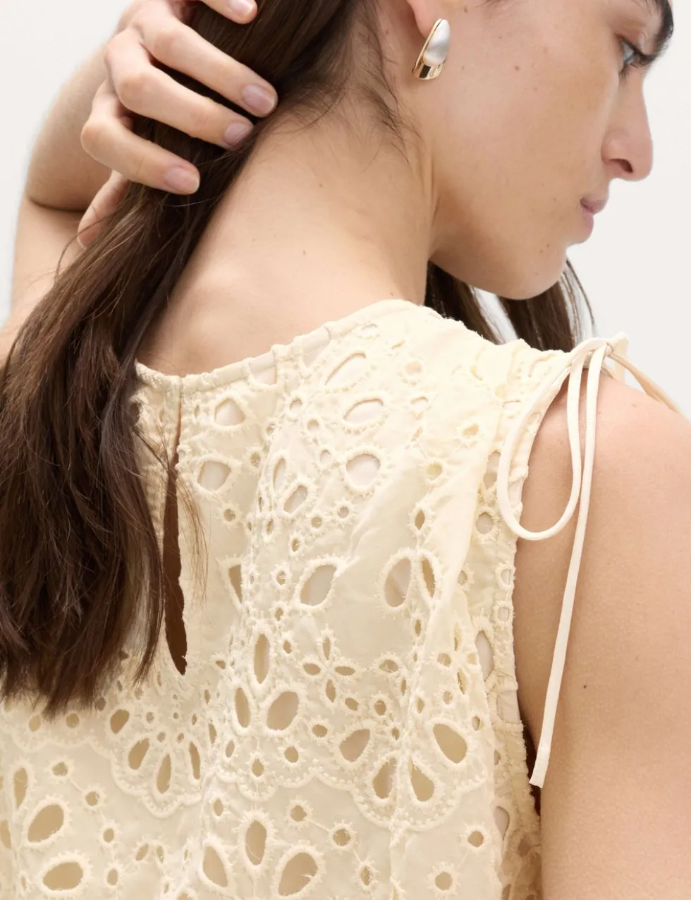 Cutwork Detail Waisted Top