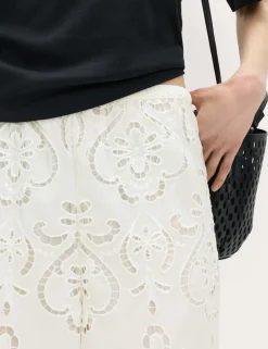 Cutwork Embroidered Straight Leg Trousers