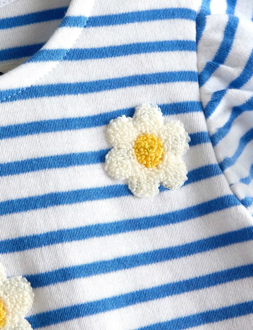Daisy Boucle Appliqué Striped Top (6 Mths-9 Yrs)