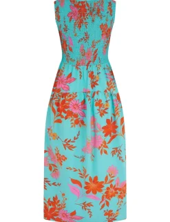 Darcie V Neck Shirred Midi Dress