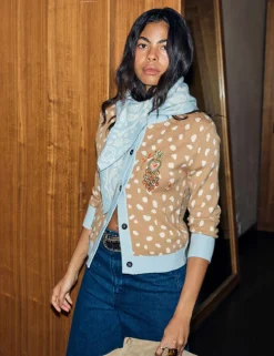 Deer Print Crew Neck Cardigan