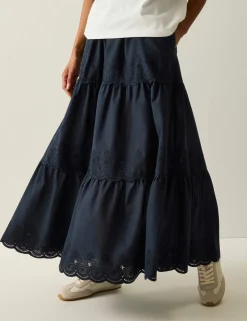 Deiana Pure Cotton Broderie Midi Tiered Skirt