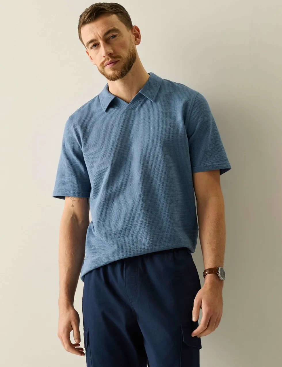 Delray Cotton Rich Waffle Polo Shirt