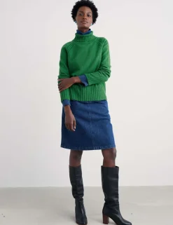 Denim A-Line Mini Skirt