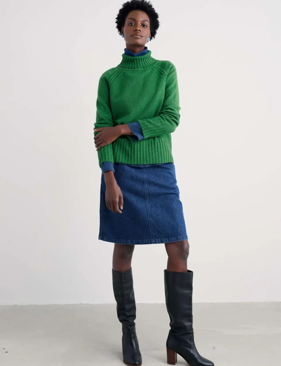 Denim A-Line Mini Skirt