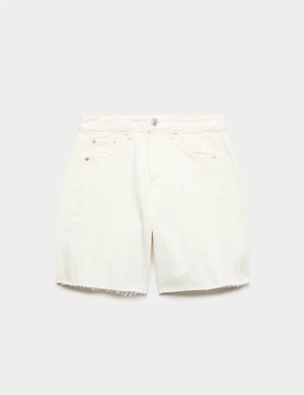 Denim Barrel Raw Hem Mid Rise Shorts