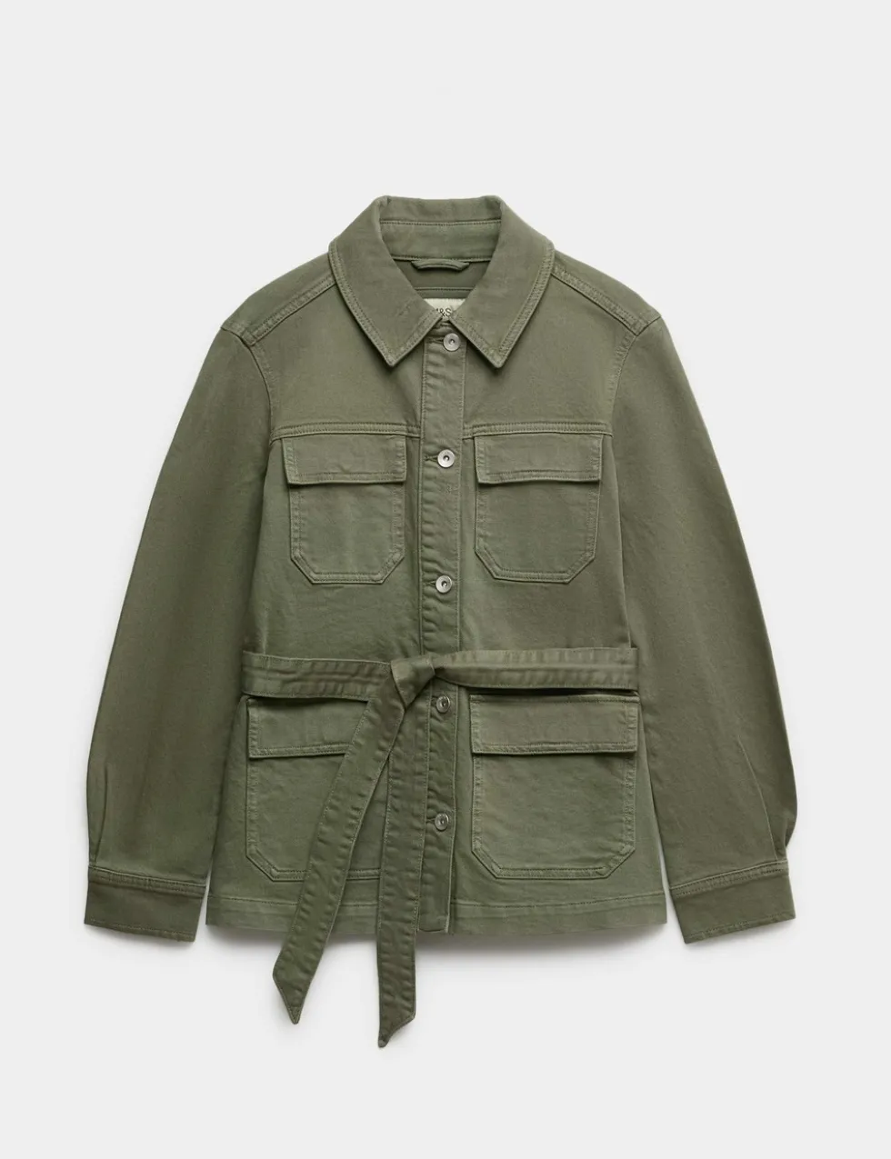 Denim Belted Collared Utility Shacket