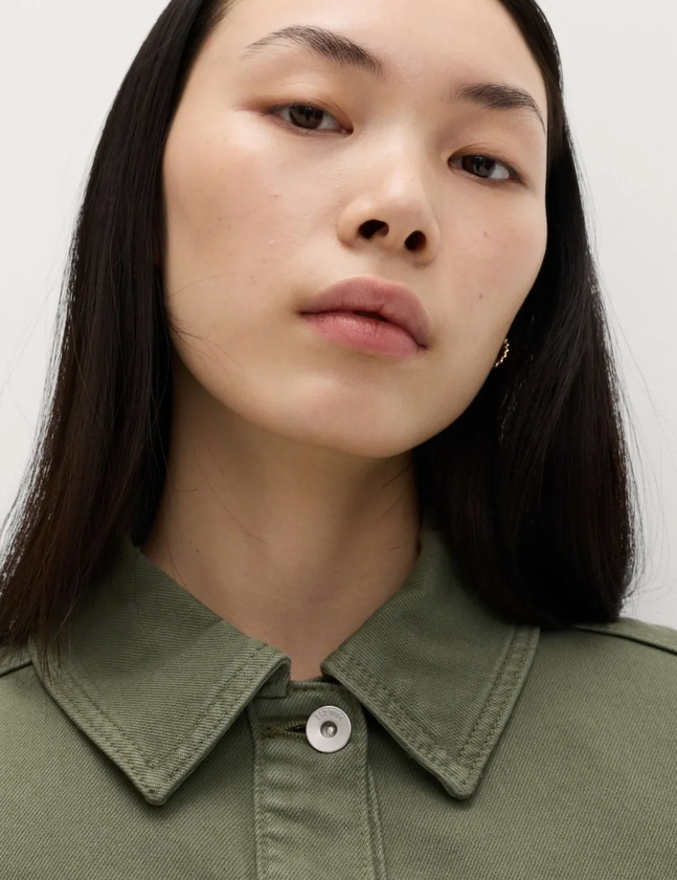 Denim Belted Collared Utility Shacket