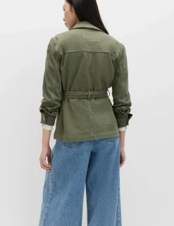 Denim Belted Collared Utility Shacket