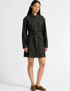 Denim Belted Mini Utility Dress