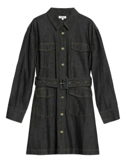 Denim Belted Mini Utility Dress