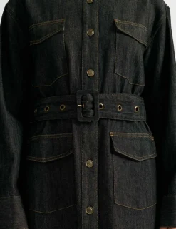 Denim Belted Mini Utility Dress