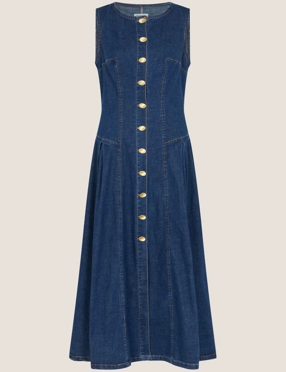 Denim Button Through Midi Skater Dress