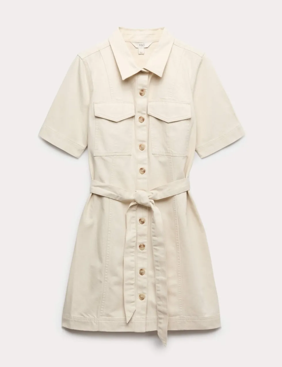 Denim Button Through Mini Utility Dress
