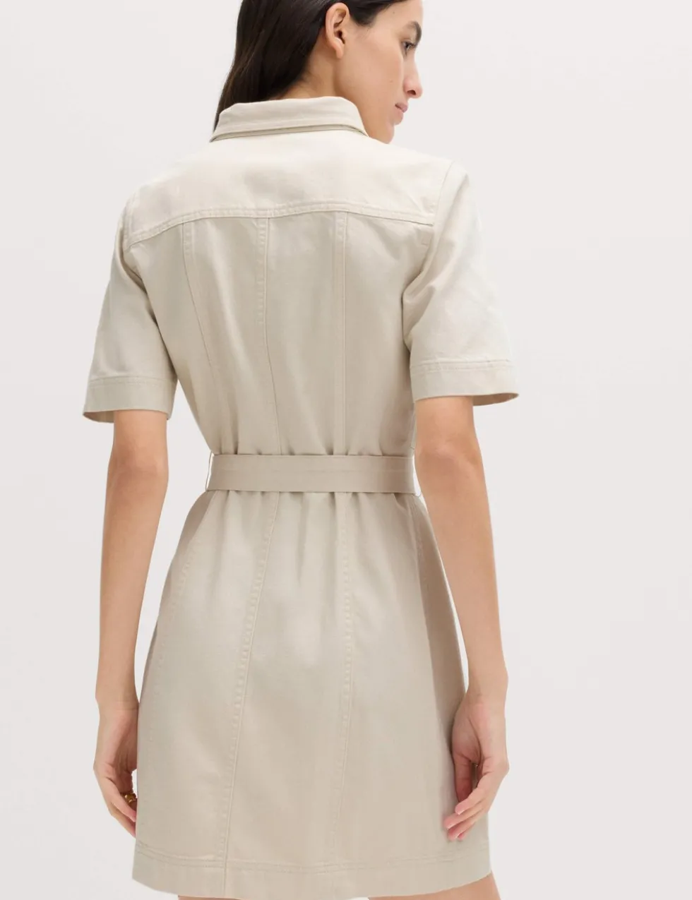 Denim Button Through Mini Utility Dress