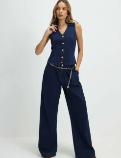 Denim Collared Button Through Waistcoat
