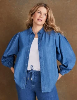 Denim Collared Button Through Shirt