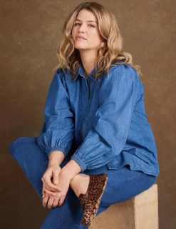 Denim Collared Button Through Shirt