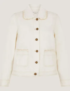 Denim Collared Frill Detail Jacket