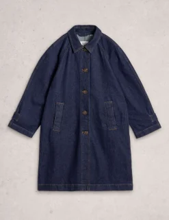Denim Collared Longline Coat