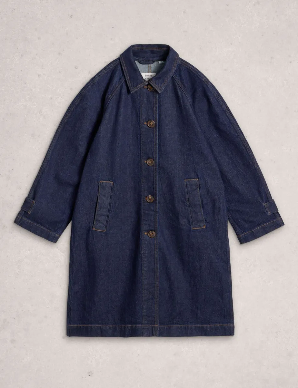Denim Collared Longline Coat