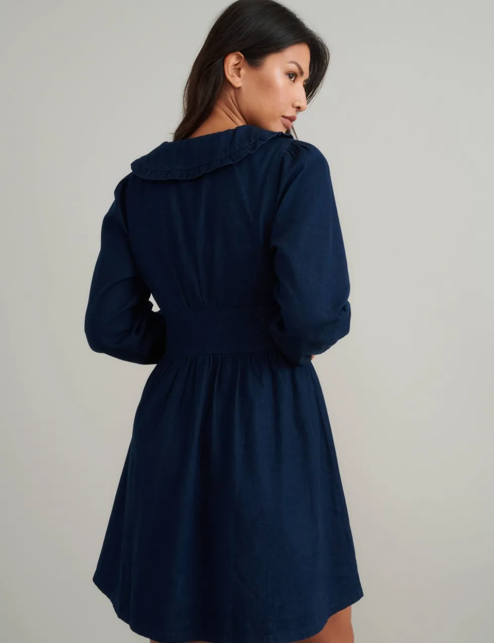 Denim Collared Mini Tea Dress