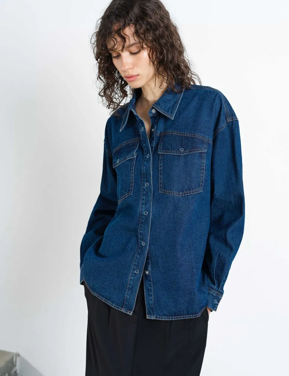 Denim Collared Pocket Detail Shirt