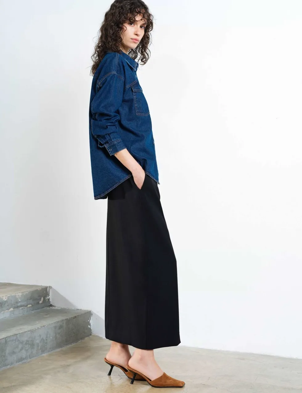Denim Collared Pocket Detail Shirt