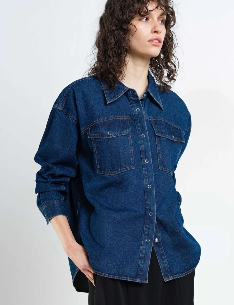 Denim Collared Pocket Detail Shirt
