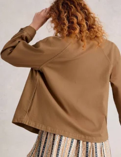 Denim Collared Raglan Sleeve Jacket