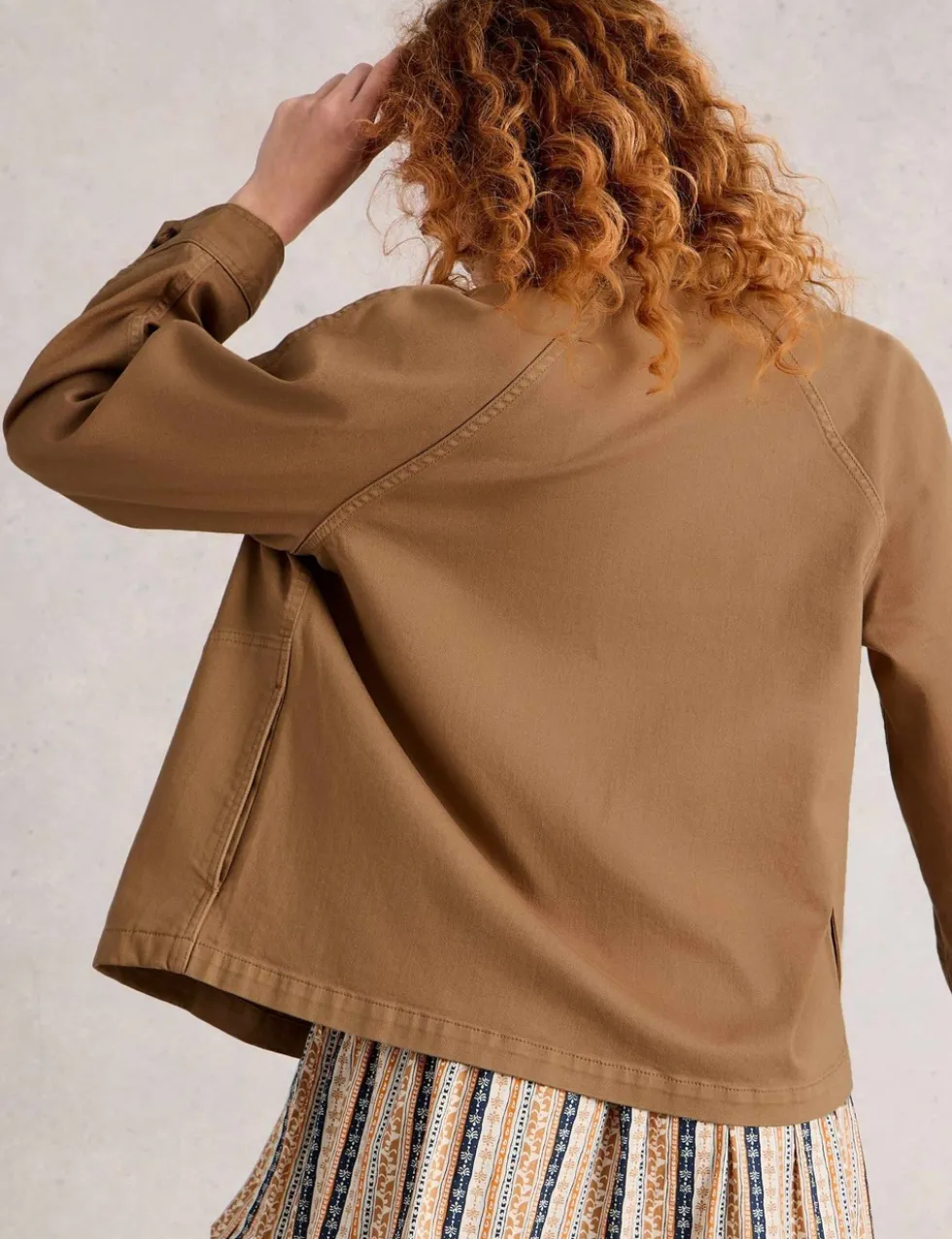 Denim Collared Raglan Sleeve Jacket