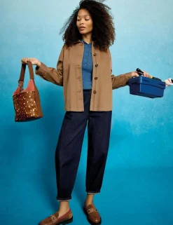 Denim Collared Raglan Sleeve Jacket