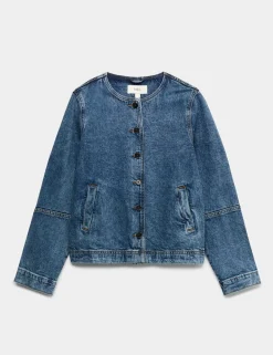 Denim Collarless Jacket