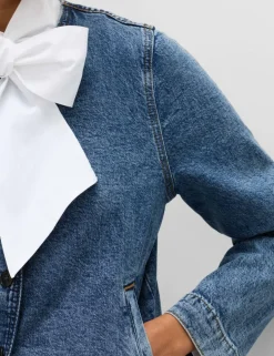 Denim Collarless Jacket