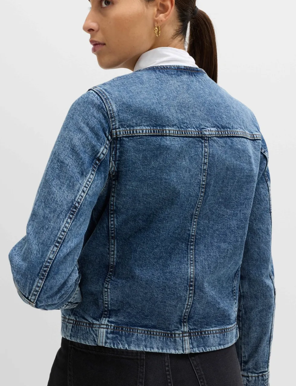 Denim Collarless Jacket